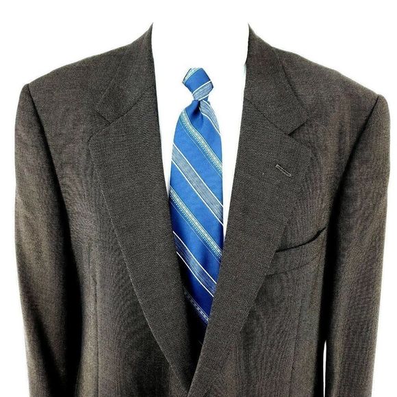 Yves Saint Laurent 42L 2 Button Birdseye Brown Woo - Picture 1 of 12